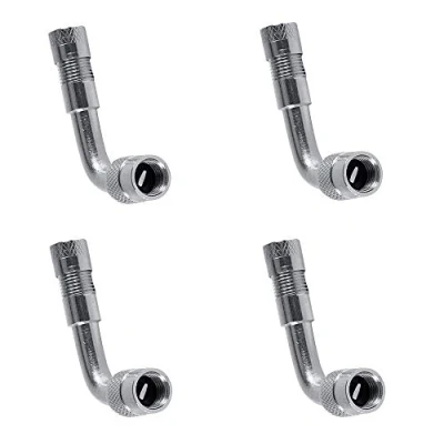 Abbildung von Aofan 4 Stück 90 Grad Reifenventil Verlängerung Adapter Universal Extender Set für Auto Fahrrad Motorrad Scooter(Silber)