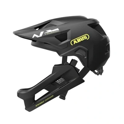 Abbildung von ABUS MTB Helm YouDrop FF Fullface für Kinder und Jugendliche den Einstieg in Mountainbikesport mit abnehmbarem Kinnschutz Schwarz, Größe S