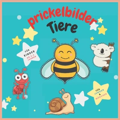 Abbildung von prickelbilder Tiere für Kinder AB 3 5 jahren. Jungen &amp; Mädchen: Prickelbuch, Prickelblock zum Malen, Prickeln, Ausschneiden und Basteln Tolles Bastelbuch mit 40 Prickelvorlagen.