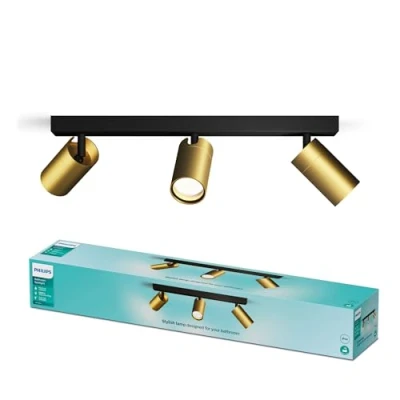 Abbildung von Philips Idris 3er Spotleuchte, GU10 Lampe nicht enthalten, Messing, IP44, wasserfest