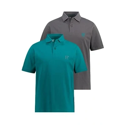 Abbildung von JP1880 Grosse GRÖSSEN BIS 7XL 2ERPACK Seitenschlitze Regular FIT Poloshirt, Herren, Größe: XXL, Petrol