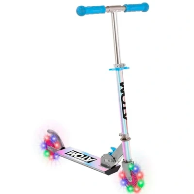Abbildung von Atom Light Up Wheels Inline Kinderroller Kinder Tretroller mit Verstellbarer Griffhöhe Einfacher Faltbarer für Jungen und Mädchen Alter 5+