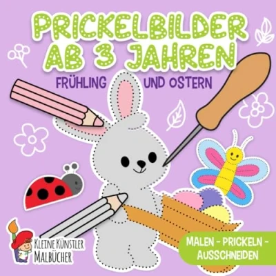 Abbildung von Prickelbilder ab 3 Jahren: Frühling und Ostern Malen, Prickeln, Ausschneiden Basteln! Prickelblock für Jungen Mädchen Bastelbuch Kinder