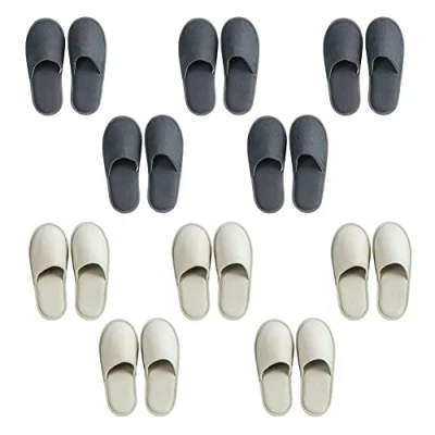 Abbildung von Teceyfeet Gästehausschuhe 10er Set, Unisex Hausschuhe Set Hochwertig Einweg Hotelslipper Winter Warm Antirutsch Filzpantoffel Gästepantoffeln Badeslipper Pantoffeln für Gäste
