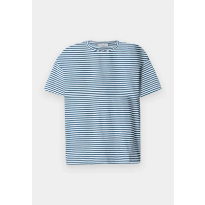 Abbildung von Marc O&#039;Polo Denim Damen T Shirt aus Bio Baumwolle gestreift, Blau (Medium Blue Multi 03), S