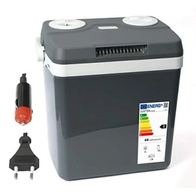 Abbildung von Dino KRAFTPAKET 131001 Kühlbox 12V 230V (WÄRMT &amp; KÜHLT) HÖHE: 44cm GRÖSSE: 32 Liter (28L netto) Elektrische für Auto Boot Camping, Elektrokühlbox mit ECO Modus, Grau