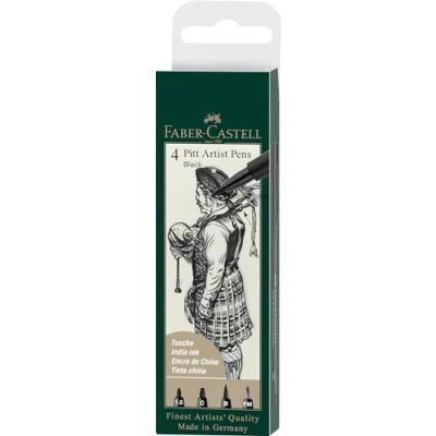 Abbildung von FABER CASTELL 167153 Tuschestift Pitt Artist Pen, Farbe 199, schwarz, 1.5, C, B, Fude Medium, 4er Etui