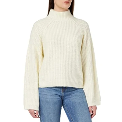 Abbildung von Pieces Damen Pcnell Ls High Neck Knit, Cloud Dancer, M