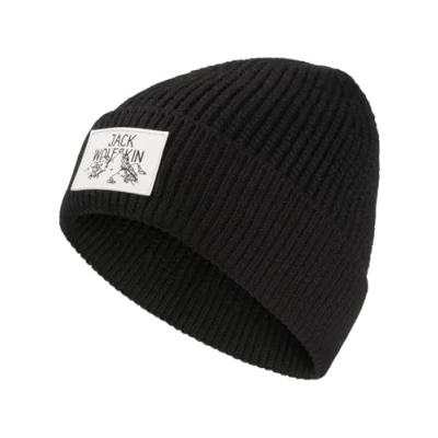 Abbildung von Jack Wolfskin Unisex Badge Beanie Mütze, Schwarz, Einheitsgröße EU