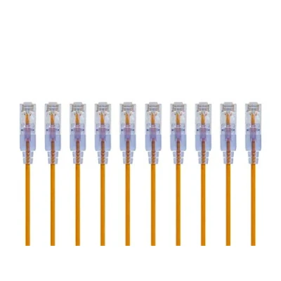 Abbildung von Monoprice Cat6A Ethernet Patchkabel Snagless RJ45, 550 MHz, 10 G, UTP, reiner blanker Kupferdraht, 30 AWG, Stück, 1,5 m, Gelb SlimRun Serie