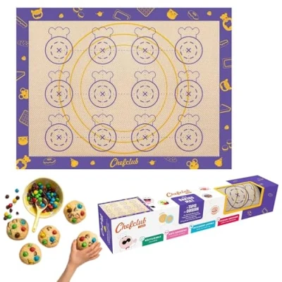 Abbildung von Chefclub Kids Backmatte für Kinder und Erwachsene, Silikon Glasfaser, gemusterte Formen, waschbar, wiederverwendbar, 30 x 40 cm