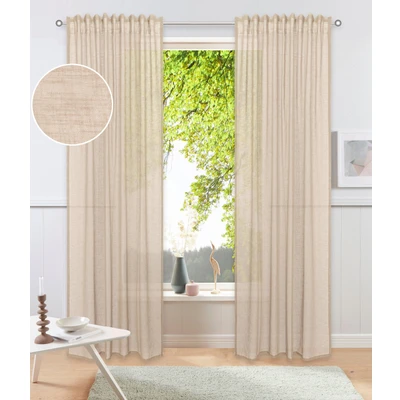 Abbildung von OTTO home Gardine "Kyllo" Multifunktionsband 2 Stk. tlg. Leinen-Look, halbtransparent, Multifunktionsband, Pflegeleicht