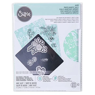 Abbildung von Sizzix Aufbewahrung bedruckte Magnetblätter 5 3/4&quot; x 7 5/8&quot; 3er Pack, 664893, Multicolor
