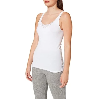 Abbildung von Schiesser Damen Trägertop mit Spitze Hemdchenkonzept Unterhemd, weiß_144365, 46
