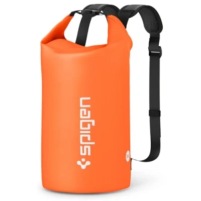 Abbildung von Spigen Aqua Shield Wasserdichte Tasche 30L Dry Bag wasserfester Rucksack Beutel für Strand, Schwimmen, Camping, Bootfahren, Kajakfahren Sunset Orange