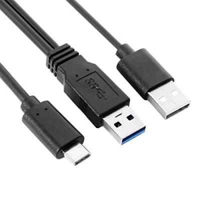 Abbildung von xiwai Typ C USB auf 3.0 Stecker &amp; 2.0 Dual Power Daten Y Kabel für Laptop und Festplatte