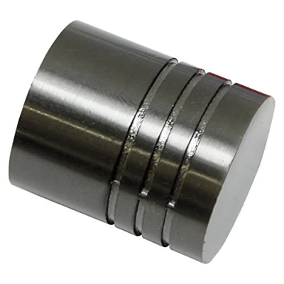 Abbildung von GARDINIA Endknöpfe für Gardinenstangen, 2 x Endstück Zylinder, Serie Chicago, Metall, Titan, Durchmesser 20 mm