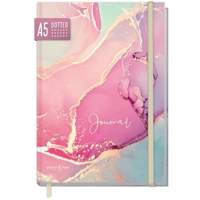 Abbildung von paper&amp;you® Bullet Journal dotted A5 mit Gummiband [Silky Pink] 156 Seiten Notizbuch gepunktet, Tagebuch nachhaltig &amp; klimafreundlich