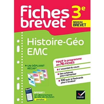 Abbildung von fiches Brevet Histoire Géographie EMC 3e 2025: tout le programme en de révision détachables