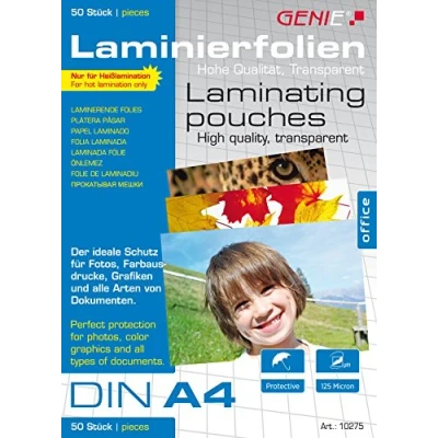 Abbildung von Genie Laminierfolien DIN A4 (125 Micron) 50er Pack