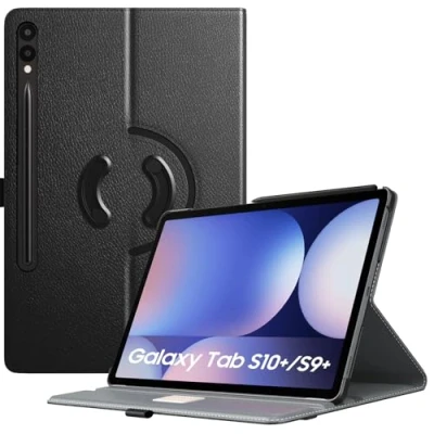 Abbildung von TiMOVO Hülle Kompatibel mit Samsung Galaxy Tab S10+ Plus 2024/S9 2023, 90 Grad Drehbar Ständer Schutzhülle S Pen Halter, Auto Schlaf/Aufwach für S10+/S9+ 12.4&quot;, Schwarz