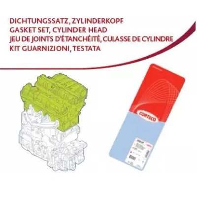 Abbildung von CORTECO 418447P Dichtungssatz, Zylinderkopf ohne Zylinderkopfdichtung, mit Wellendichtring Nockenwelle, Ventilschaftabdichtung