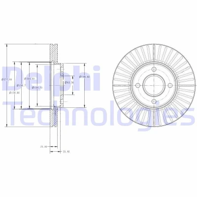 Abbildung von DELPHI BG4117 Bremsscheibe 278 25 4 Belüftet geölt unbehandelt ohne Radlager, ABS Sensorring FORD: FIESTA 5