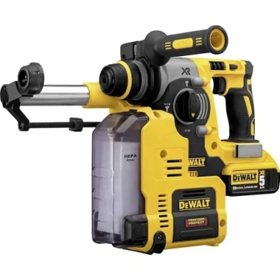 Abbildung von Dewalt Staubabsaugung für SDS Plus Akku Kombihämmer D25303DH (passend zu DCH273 und DCH274, werkzeuglos befestigen, HEPA Filter, Antrieb durch eigenen Motor, Ideal Überkopf Arbeiten)
