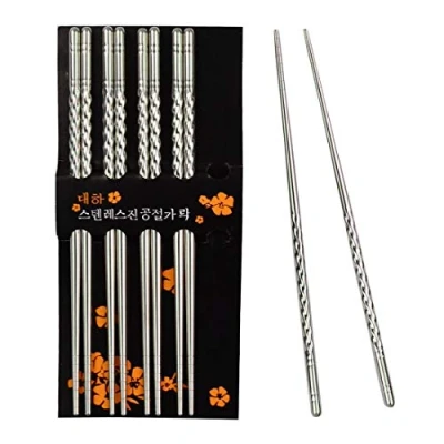 Abbildung von 5 Paar Essstäbchen Chopsticks Aus Edelstahl Stäbchen Chinesische Japanische Koreanische