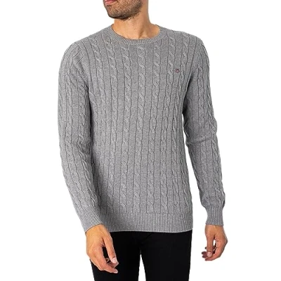 Abbildung von GANT Herren Cotton Cable C Neck Pullover, Grey Melange, 5XL