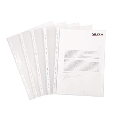 Abbildung von Original Falken 100er Pack Standard PP Kunststoff Prospekthüllen. für DIN A4 transparent glasklar oben offen Klarsichtfolie Plastikhülle Klarsichthülle ideal Ordner Ringbücher und Hefter