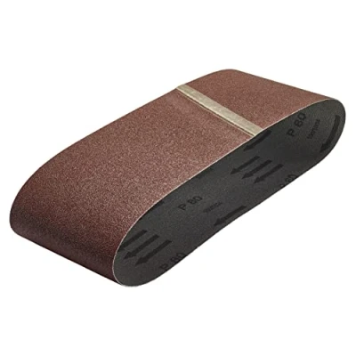 Abbildung von wolfcraft 3 Gewebe Schleifbänder 76 x 457 mm I 1896000 Körnung 120 für Holz &amp; Metall Schleifpapier Bandschleifer flexibel und langlebig