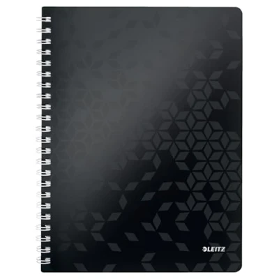 Abbildung von Leitz WOW Collegeblock in A4 Format, 80 Blatt, Liniert, Elfenbeinfarbiges Papier (80 g/m2), Spiralbindung, Schwarz, WOW, 46370095