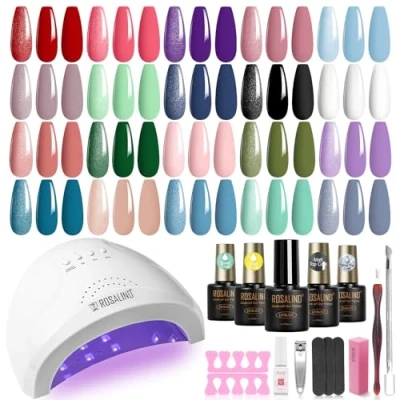 Abbildung von ROSALIND UV Nagellack Set mit Lampe 48W, 20+4 Stück Gel Starterset Gelnägel Rot Violett Blau Grün Rosa Shellac Gellack Nägel Nagelstudio