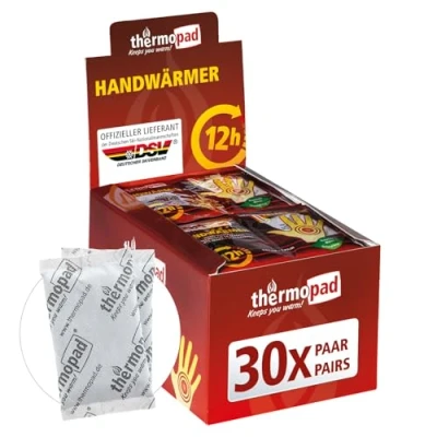 Abbildung von THERMOPAD Handwärmer DAS ORIGINAL: 30 Paar Wärmepads für 12 Stunden Wärme I Sofort einsatzbereite Taschenwärmer Extra warmes Heatpad ideal Outdoor Aktivitäten &amp; Handschuhe Hand Wärmekissen