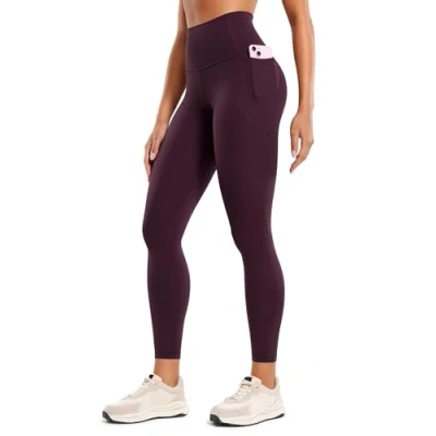 Abbildung von CRZ Yoga Butterluxe Damen High Waist Sport Leggings Blickdicht Soft Hosen Gym Workout Leggins mit Tasche 64cm Dunkellila 40