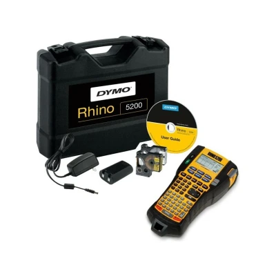 Abbildung von DYMO Rhino 5200 Tragbares Industrielles Beschriftungsgerät, Großes LCD Display, Stabiles Kunststoffgehäuse mit integrierten Gummipuffern, Gummierte Tasten 6 Direktzugriffstasten und 11 Funktionen