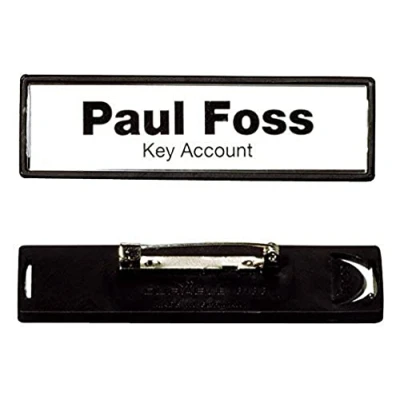 Abbildung von Durable Namensschild Clip Card (mit Plattennadel, 17 x 67 mm) Packung à 25 Stück, schwarz, 813301