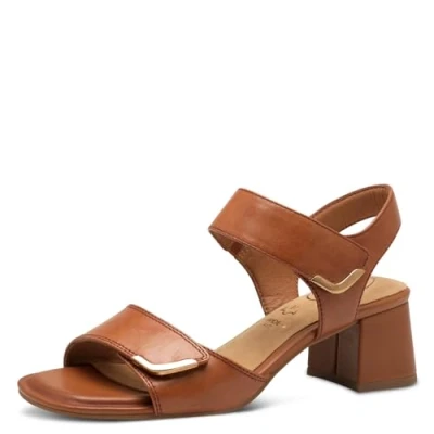 Abbildung von Tamaris Comfort Damen Sandalen mit Absatz aus Leder Blockabsatz, Braun (Nut Nappa), 38 EU