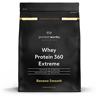 Abbildung von Protein Works Whey 360 Extreme Premium Banana Milkshake Zugefügt BCAA &amp; Glutamin 1.2kg