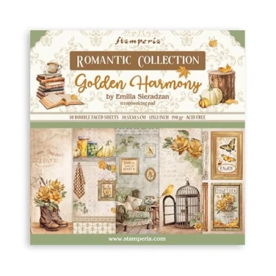 Abbildung von Stamperia Scrapbook Paper Pad for Scrapbooking, Albums, Card Making, Bullet Journalling and More, Acid Free, Double Sided, Perfect Hobbies, Crafts, Gifting (Golden Harmony) (30.5 x 30.5cm)