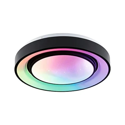 Abbildung von Paulmann 70544 LED Deckenleuchte Rainbow mit Regenbogeneffekt incl. 1x22 W dimmbar dynamicRGBW Farbsteuerung Schwarz, Weiß Kunststoff, Metall 3000 K