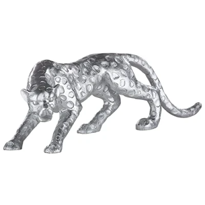 Abbildung von Casablanca modernes Figur Skulptur Design Gepard, Polyresin, antiksilber Länge 28 cm