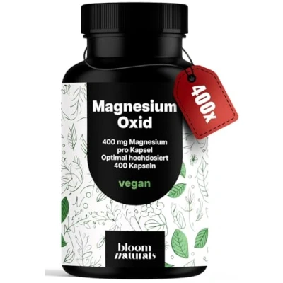 Abbildung von Magnesium 400mg Kapseln Hochdosiert 400 mg Magnesiumoxid pro Kapsel, vegan &amp; produziert in Deutschland