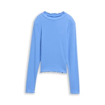 Abbildung von TOM Tailor Cropped MIT Struktur Langarmshirt für Kinder, Größe: 152, Sicilian blue