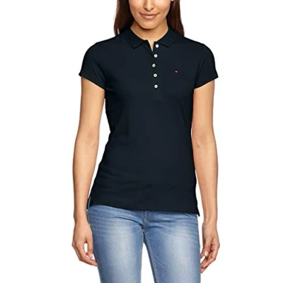 Abbildung von Tommy Hilfiger Heritage Short Sleeve Slim Polo Kurzarm Poloshirts Damen, Blau (Midnight), M