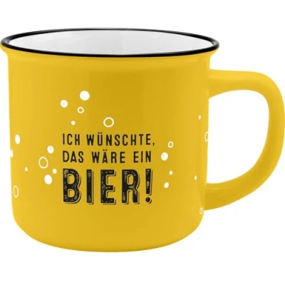 Abbildung von GRUSS &amp; CO Becher mit Motiv &quot;Bier&quot; New Bone China Porzellan, Emaille Optik, 35 cl Lustiges Geschenk, Frühstück 73912
