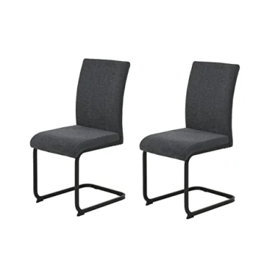 Abbildung von Hela Tische, 2er Set Esszimmerstuhl Schwingstuhl Linn, Webstoff+Mikrofaser Anthrazit, Vierkantgestell Schwarz, 140kg belastbar