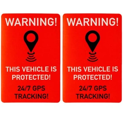 Abbildung von Aufkleber Set &quot;VEHICLE GPS TRACKING&quot;, 2 Stück, 6 x 4 cm, selbstklebende Folie, außenklebend, Warnhinweis Sticker Innen und Außenbereich, Diebstahl Schutz Klebesticker, Hinweissticker alarmgesichert
