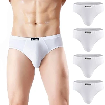Abbildung von wirarpa Herren Slips Microfaser Männer Unterhosen 4er Pack Herrenslips Stretcken Unterwäsche Weiß Größe XL